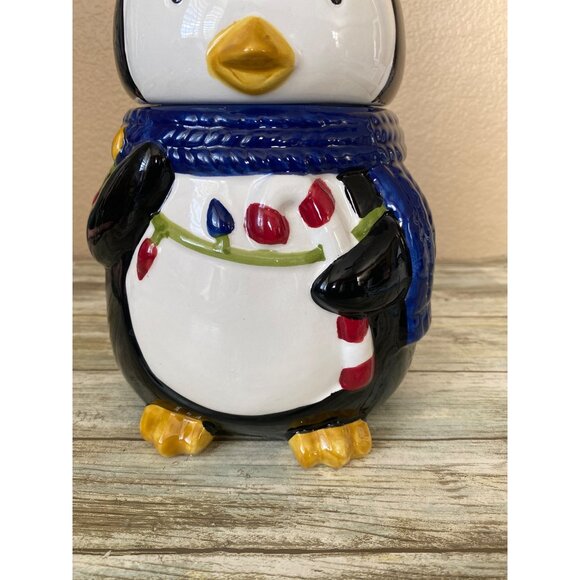 Winter Wonder Lane Penguin Ceramic Cookie Jar Christmas - Picture 3 of 11